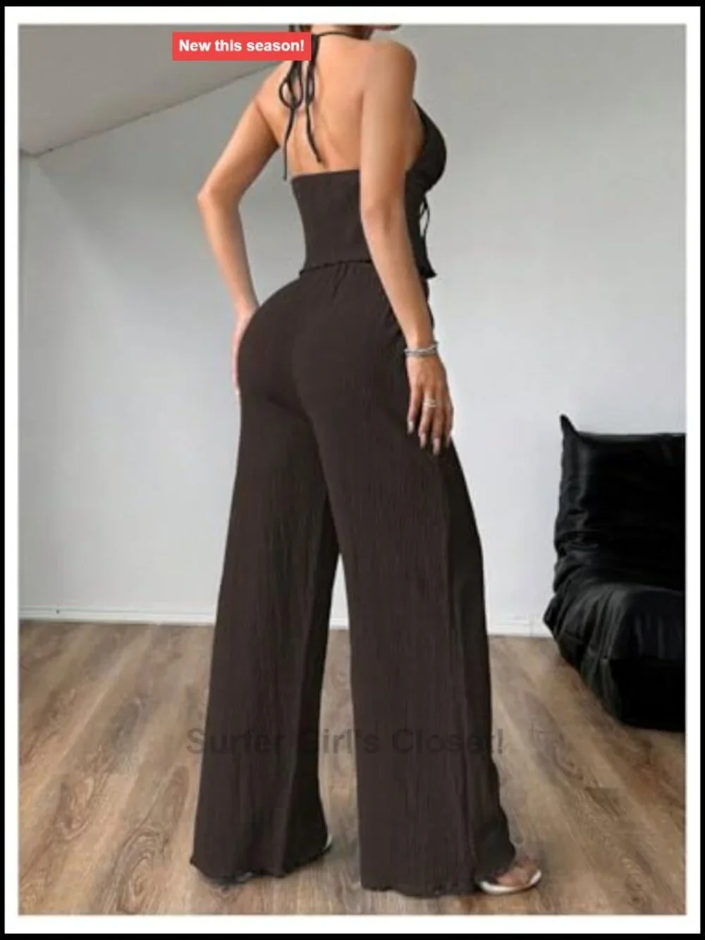 2 Piece Camisole Pants Set Halter Top Wide Leg Pant Summer Outfit